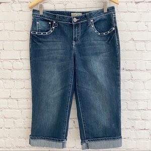 Earl Jeans Capri Roll Cuff Pants Bling Pockets